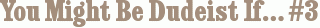 You Might Be Dudeist If… #3