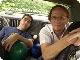 Lebowskifest founders Will and Scott in the Dudemobile