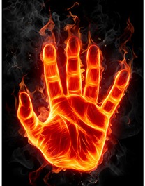 fiery hand